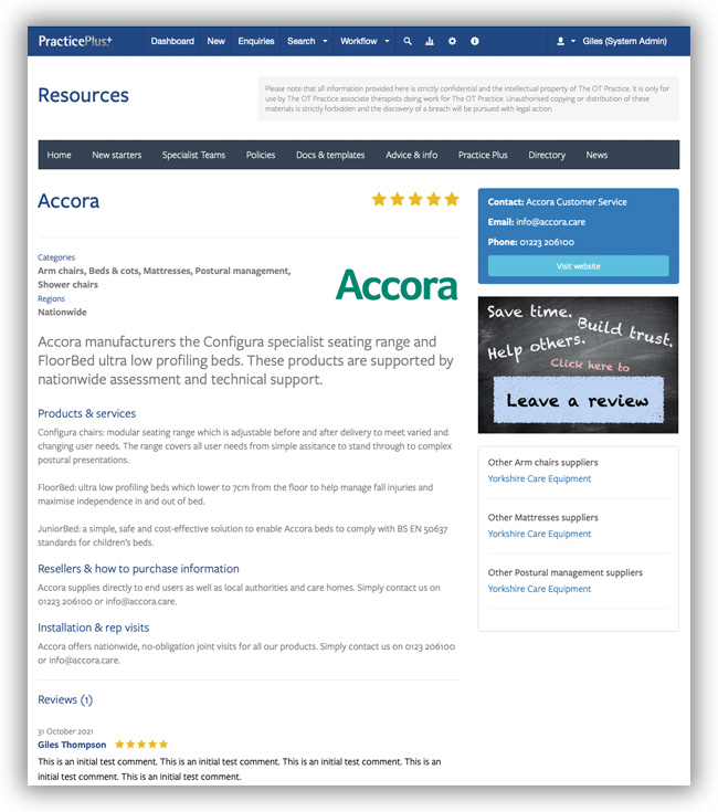 Supplier Directory - Supplier Details